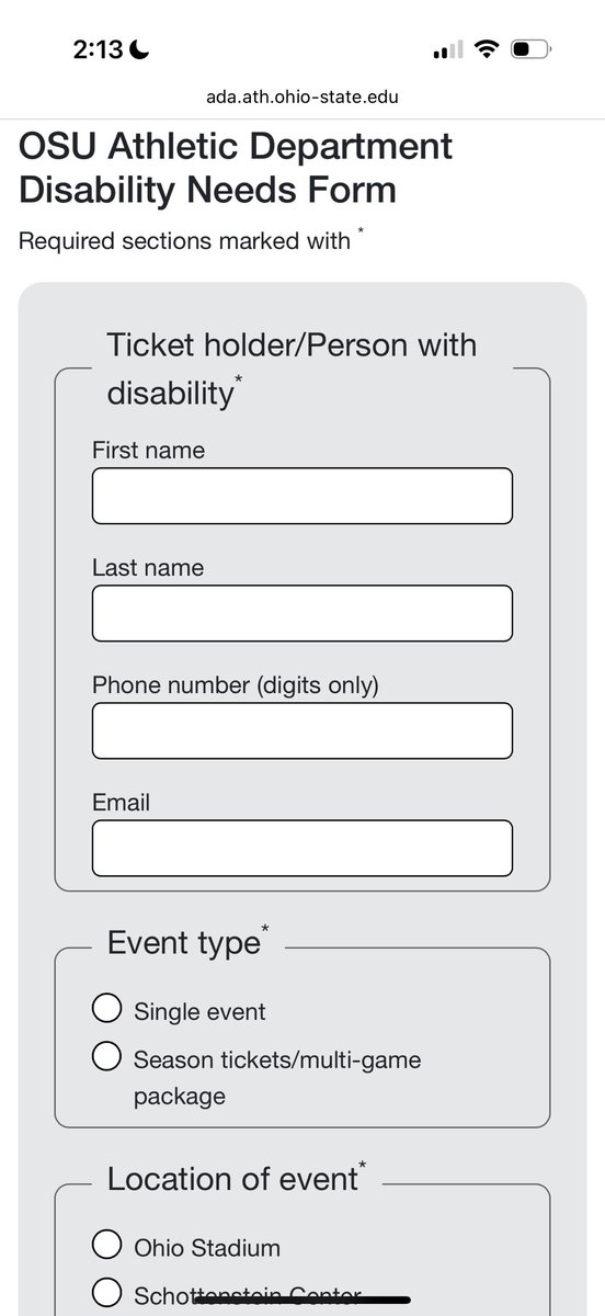 _bIurryface's tweet photo. DISABLED CLIQUE TRYING TO GO TO THE OHIO STADIUM SHOW:

If you were not able to purchase ADA tickets, you can fill out this form to request that you have “regular” seats exchanged for ADA accessible seats in a comparable area. They have some ADA seating reserved for this. https://t.co/kZlEIHVNhr