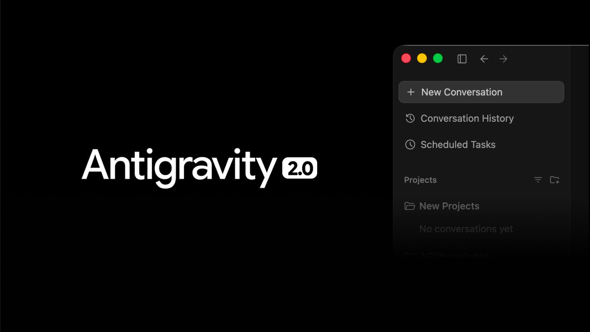 AIGCLabb's tweet photo. Antigravity 的CLI和桌面端2.0来了
难用的Antigravity 终于更新了
刺客信条 logo 小小的进化
新版长这样（图 3），哟 这不 codeX嘛.

Antigravity 生态彻底铺开:
桌面端 2.0 
CLI 
SDK 工具链 
安卓
Firebase

底层还有 Gemini Audio 原生语音

#Google #GoogleIO #Antigravity #Gemini #Agent https://t.co/gpw0QDWpxr