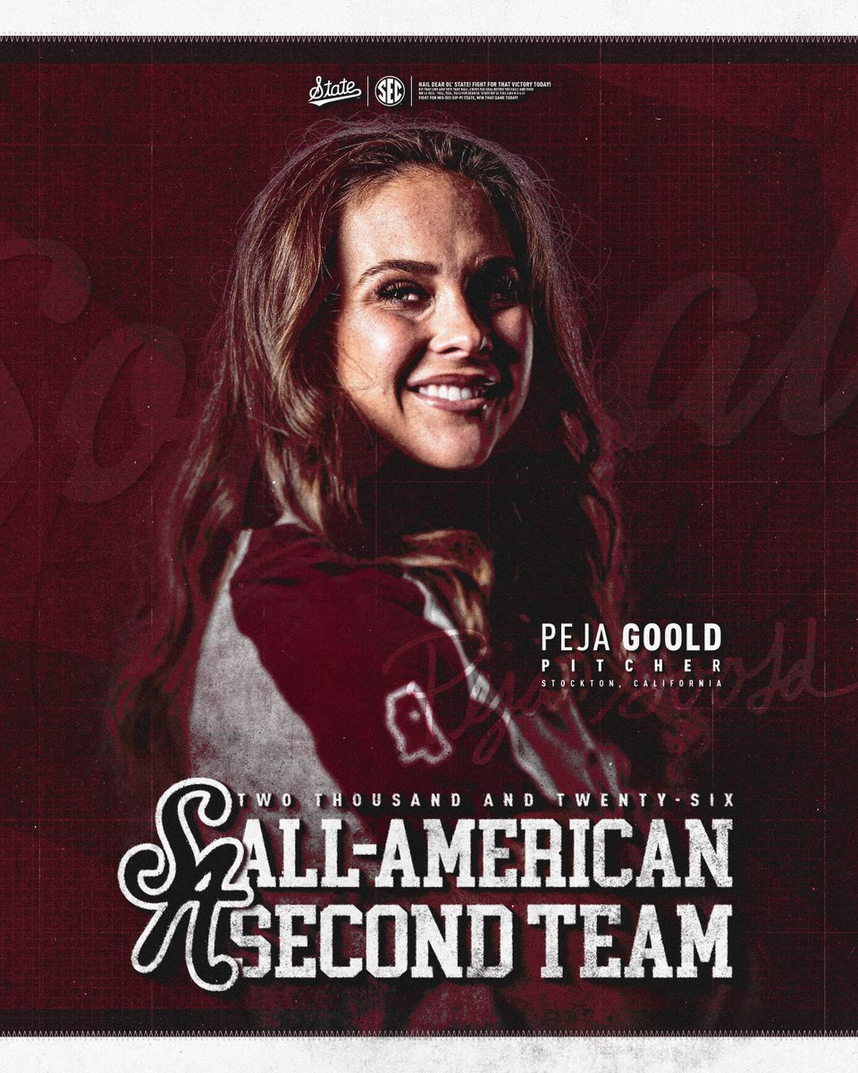 HailStateSB's tweet photo. One of the best in the nation!

@pejagoold7 is the first MSU pitcher to earn All-American status since 2002!

📰 https://t.co/knBakUTaXK

#HailState https://t.co/IspyNFTzN1