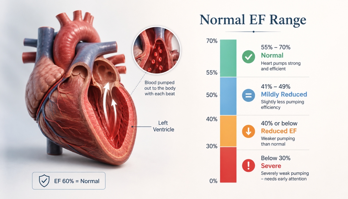 Iraphan1's tweet photo. Quick heart fact 
EF 60% in 2D Echo = Completely normal.

Your heart pushes out 60% of blood with every beat. That's exactly how it should work.

Don't panic. Stay informed.
Full Guide: https://t.co/8ur8ab8DsP
#HeartHealth #2DEcho #EjectionFraction #Cardio https://t.co/MMBhAVBZ2O