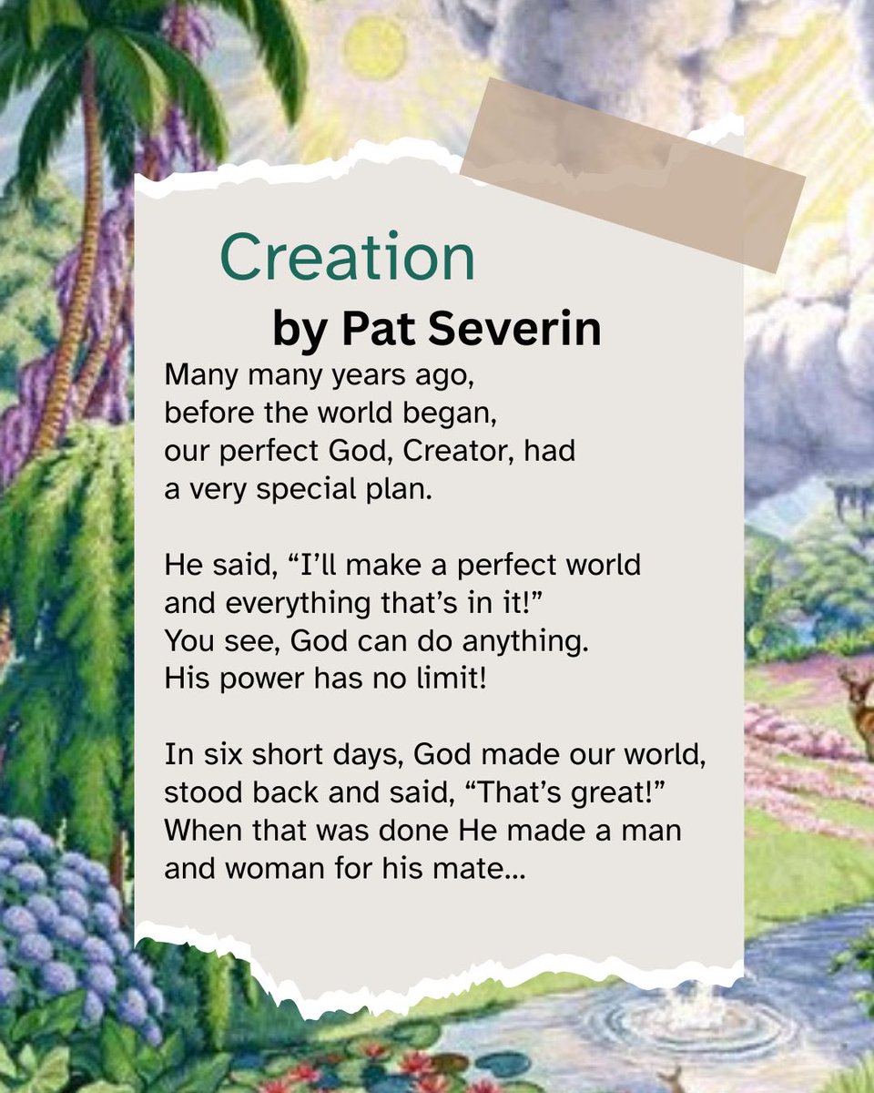 PureInHeart9's tweet photo. 🌤️Creation 🌊
by Pat Severin

Many many years ago,
before the world began,
our perfect God, Creator, had
a very special plan…

Read more: https://t.co/78kEcdWabk

#kidlit #christianliteratureforkids #literarymagazine #christian #amreading https://t.co/y9nExT8epB