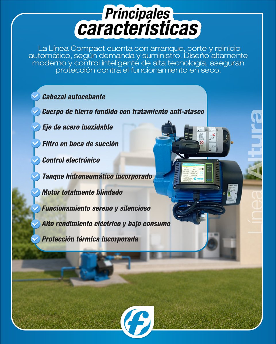 bombasfluvial's tweet photo. 💧Línea Compact: una solución completa para tu hogar 🏠

Diseñada para quienes buscan más presión de agua, una instalación más simple y un funcionamiento totalmente automático.

Más simple. Más práctica. Más inteligente.
Instalá fácil con Fluvial 

#Fluvial #BombasPresurizadoras https://t.co/mfzX7aO7Jj