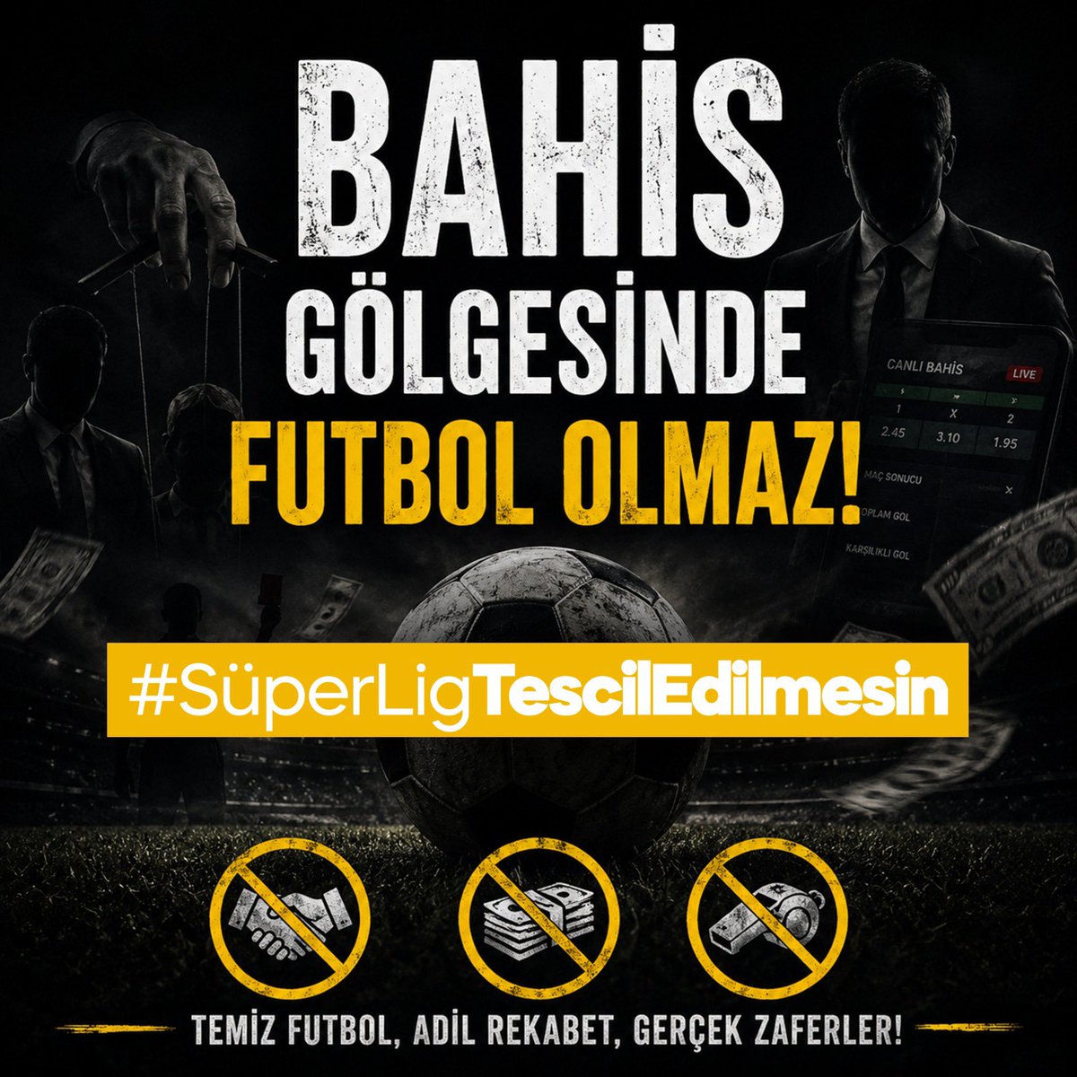 mtitizbas's tweet photo. Bahis Gölgesinde Futbol Olmaz!
#SüperLigTescilEdilmesin

@bakiersoymhp https://t.co/iP6yEbNQnl