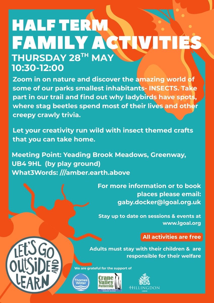 LetOutside's tweet photo. Join us next Thursday at Yeading Brook Meadows to discover the amazing minibeasts hiding in our parks. Follow the trail, get creative with crafts, and explore the park to spot your own tiny creatures along the way! https://t.co/6At5P2PeMs