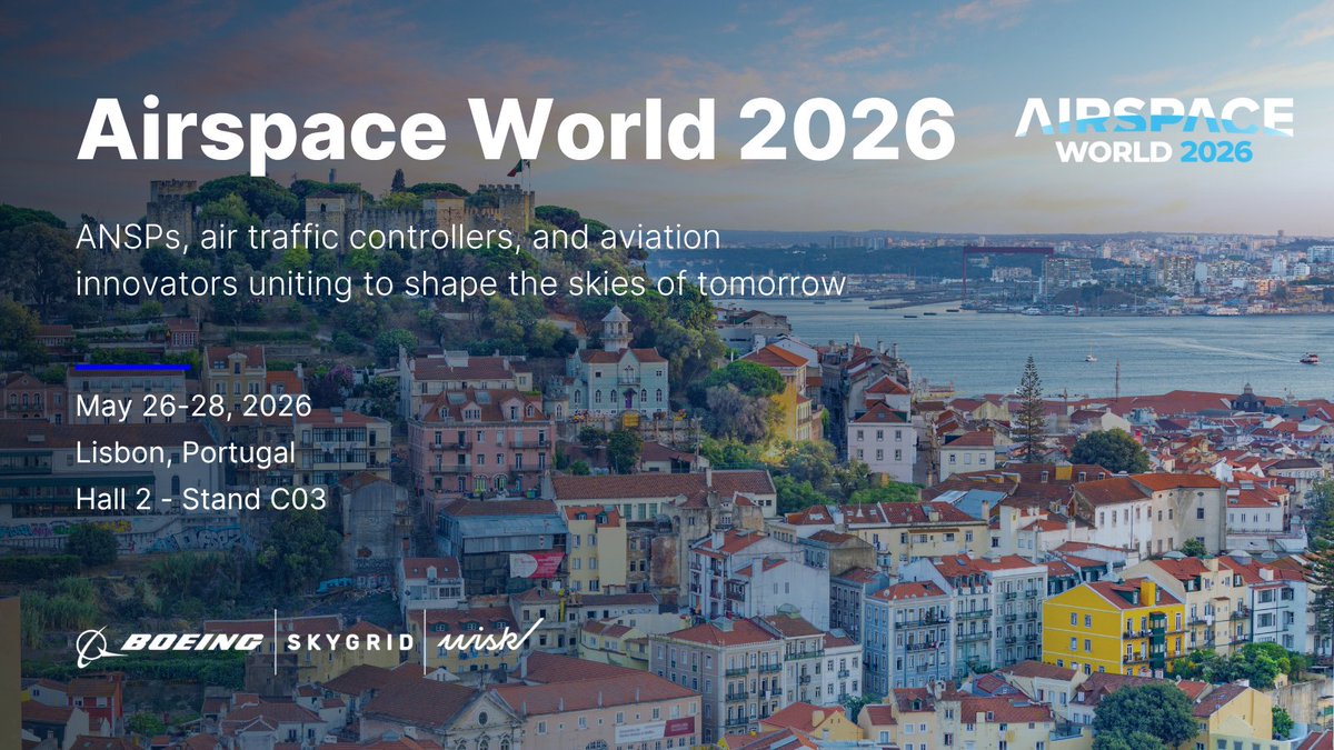 skygridai's tweet photo. We’re heading to @CANSONews Airspace World from May 26-28 with @Boeing and @WiskAero. Find us at Stand C03 in Hall 2 - we’d love to connect.

Join us for a keynote, panel, and two presentations. More information: https://t.co/4f1I2jic2R 

#SkyGrid #Boeing #Wisk #AirspaceWorld2026 https://t.co/uVPeEeRC7c
