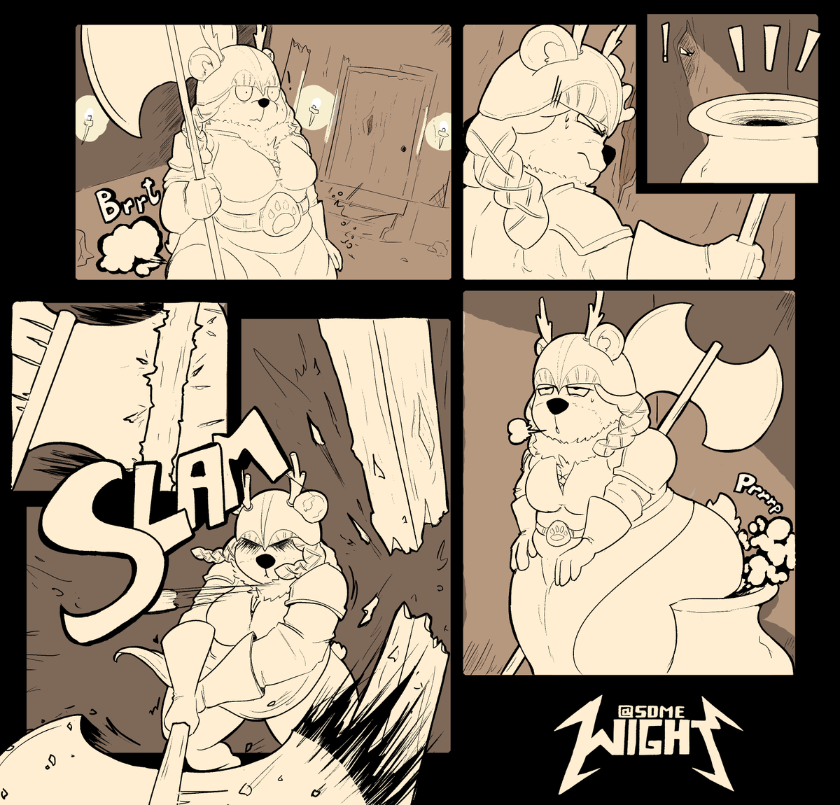 some_wight's tweet photo. Brunhilde comic comm for anon.

#fart #fartart #impliedscat https://t.co/HU6Qlk7s8p