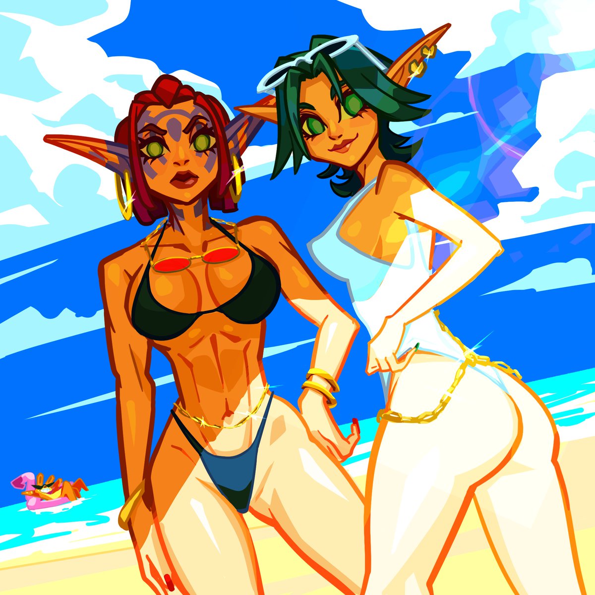 diogocarepo's tweet photo. Commission - Beach day with Ashelin and Keira. https://t.co/q9aufYEM9p