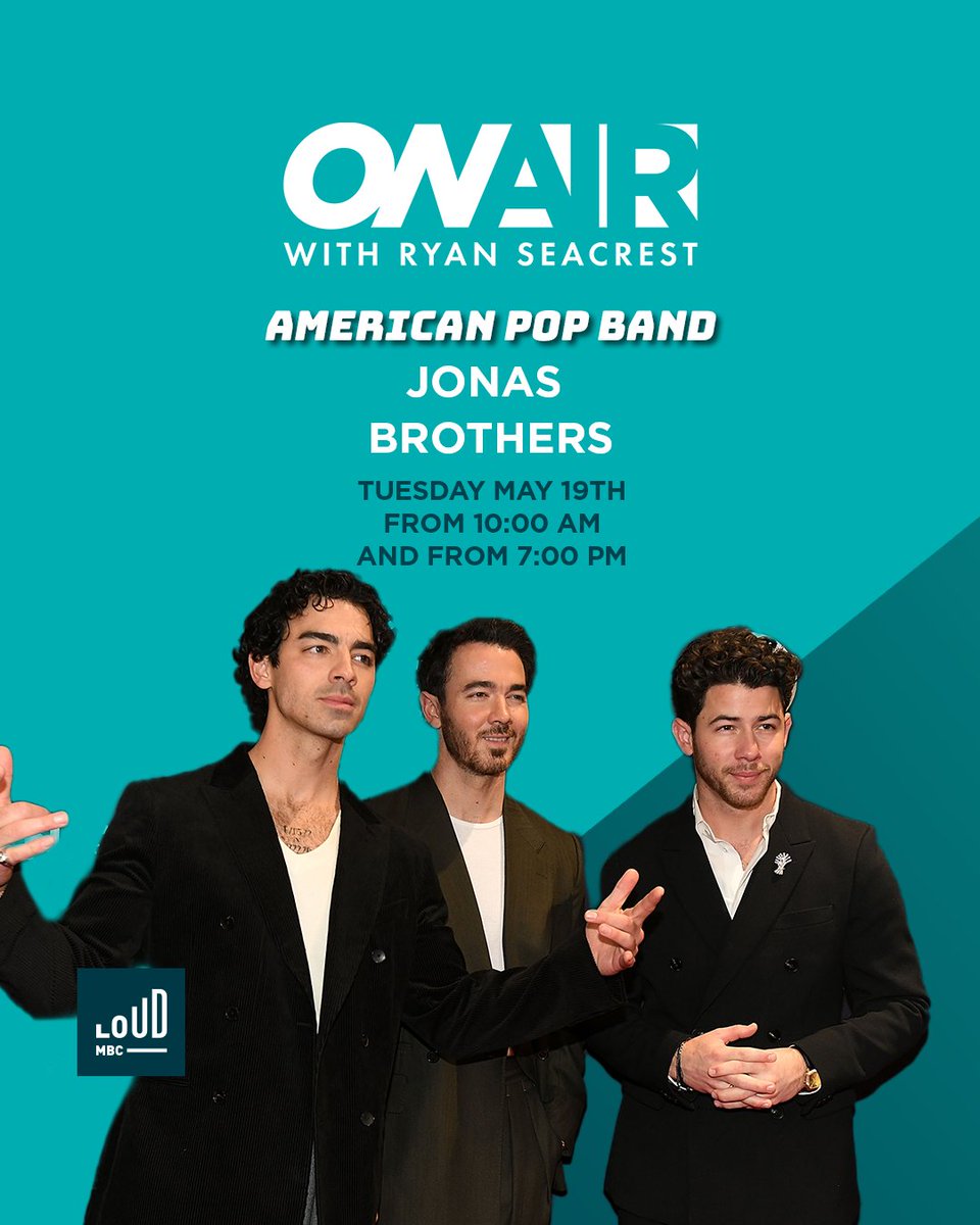 MBCLOUDFM's tweet photo. Tune in On-Air with Ryan Seacrest and The Jonas Brothers 😍 from 10 AM AND from 7 PM! 

📸Getty Images

#mbcloud https://t.co/DFP6WTmkzi