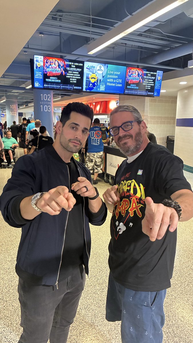JasonBShearer's tweet photo. @DanhausenAD and @johncena should release a record.  @TripleH I have the song title, concept, hook, and samples in mind. I’m not looking for human monies, however; an all inclusive front row,  Summerslamhausen package. If not then, #youarecursed!  #VeryNiceVeryEvil https://t.co/jbg3svfUpd