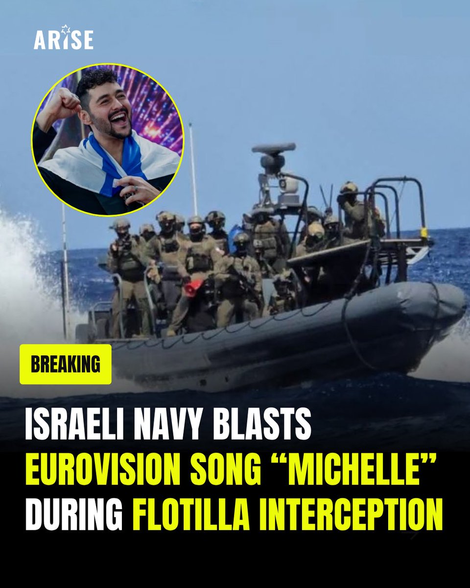 ARISEforIsrael's tweet photo. The Israeli Navy reportedly intercepted the pro-Palestinian flotilla while blasting Israel’s Eurovision song “Michelle” and Britney Spears’ “Oops!... I Did It Again” over loudspeakers. https://t.co/ZSHXXbirMI