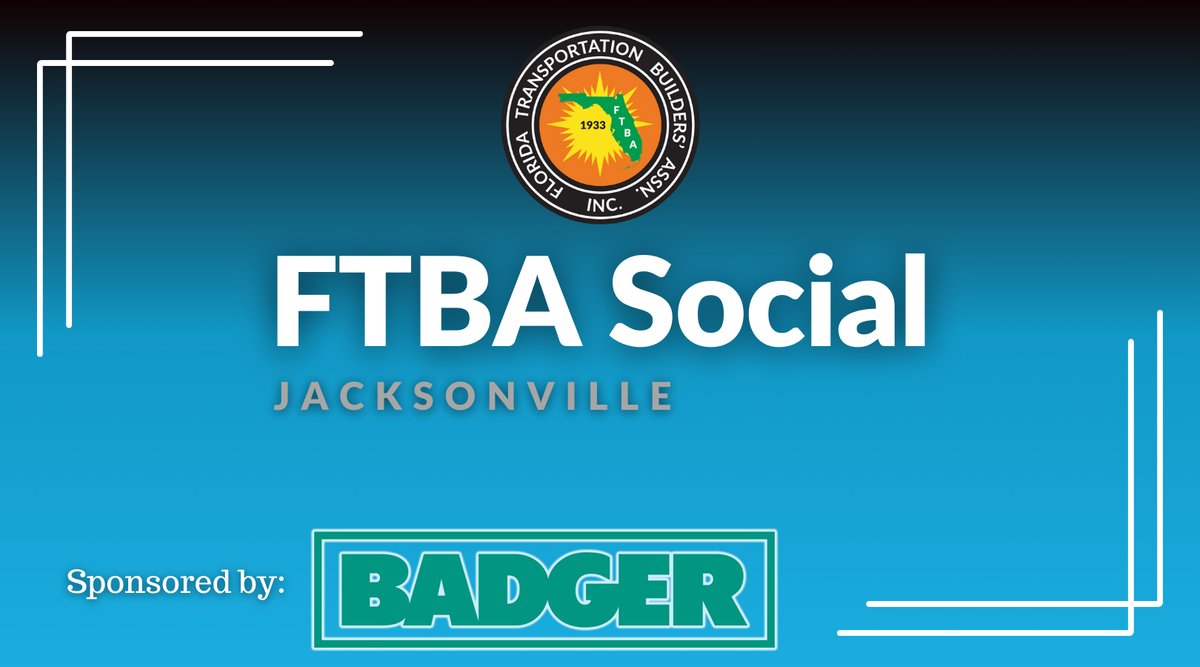 FTBAInc's tweet photo. Save the date and join us for the FTBA Jacksonville Social on Tuesday, June 2nd from 5-7 PM at St Johns Golf &amp; Country Club. A big thank you to @BadgerInfra for sponsoring this month's social. https://t.co/FVMUteajKP

We look forward to seeing you there! https://t.co/A6ejMnv1RV