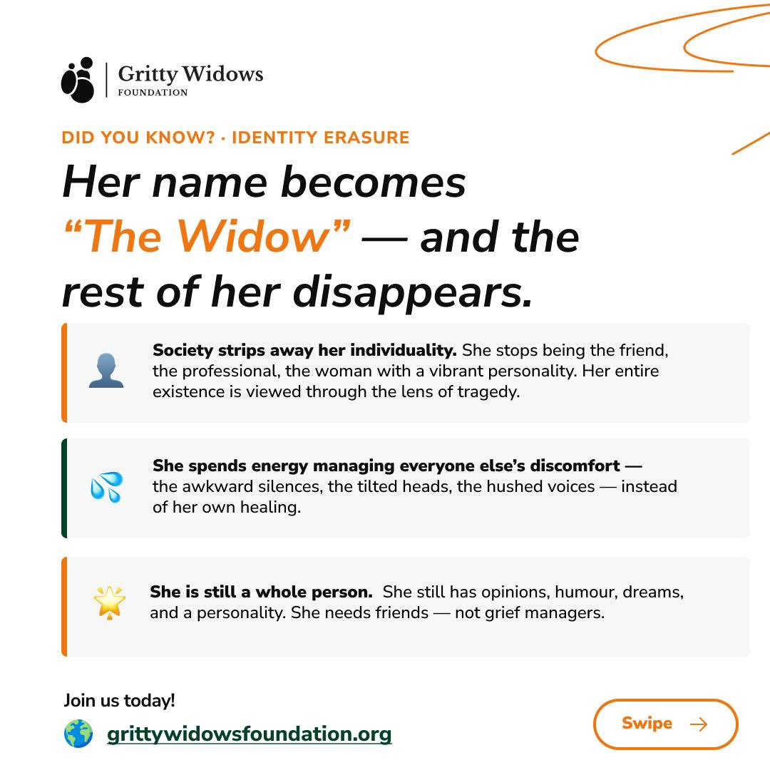 GrittyWidows's tweet photo. Tito needs you to treat her as Tito and not a widow.

Please talk to her about something other than the grief.

What tip are you practicing this week?

#Grittywidowsfoundation #TipTuesday #WidowhoodReality https://t.co/RbSIYVWqxL