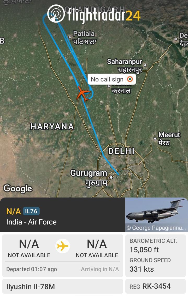 EcHoXAbdullah's tweet photo. @osintPk IAF Air to air Refueling Tanker is airborne (most probably doing night Refueling missions with IAF Fighter jets) https://t.co/jg8YkD6eZ1