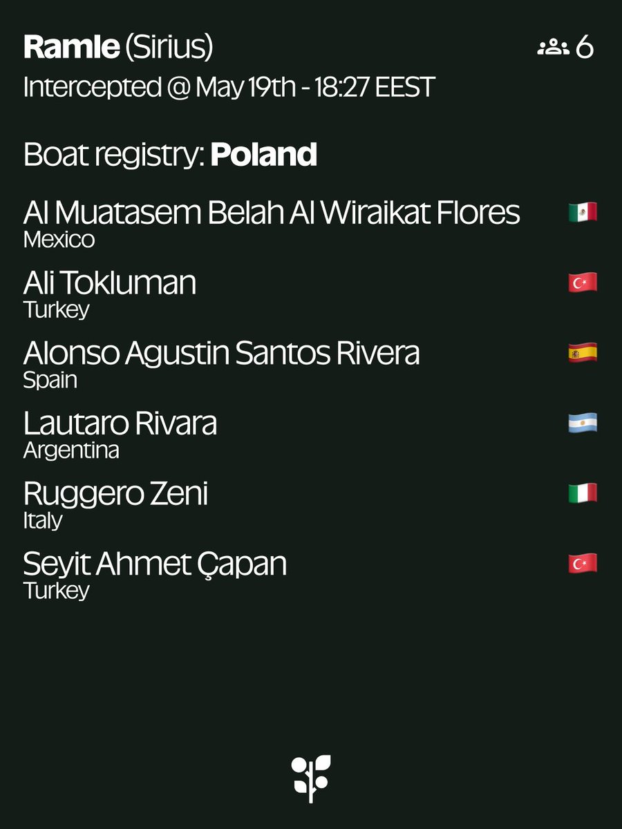 gbsumudflotilla's tweet photo. 🚨 SOS - Ramie (Sirius) Intercepted
SOS: the israeli occupation has again illegally and violently intercepted our international fleet of humanitarian vessels and abducted our volunteers as they undertake a legitimate mission to break the illegal siege on Gaza and open a humanitarian corridor.

States have an obligation to protect their citizens.

Flag states under whose jurisdiction our boats are registered have an obligation to protect those vessels and prosecute acts of piracy in their courts.

We are outraged by the normalization of these violations of international maritime law and the kidnapping of peaceful civilians in international waters. We demand the immediate release of our participants, the safe passage of our entire fleet, and an end to the illegal siege of Gaza.

- Contact your governments https://t.co/03N6mzLYYz
- Watch the livestream https://t.co/7tXkFLdnKr
- Follow the boat tracker https://t.co/dzTYcvglBI

Links in bio!