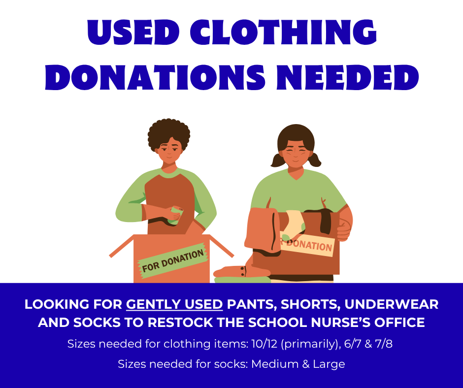 bfpto's tweet photo. There is a need for pants, shorts, and underwear, primarily in size 10/12. These items in medium sizes like size 6/7 and 7/8 are also welcome. The closet is lacking kids' socks in sizes M and L.

***Donations can be brought in to school. https://t.co/zT2v0SdBaM