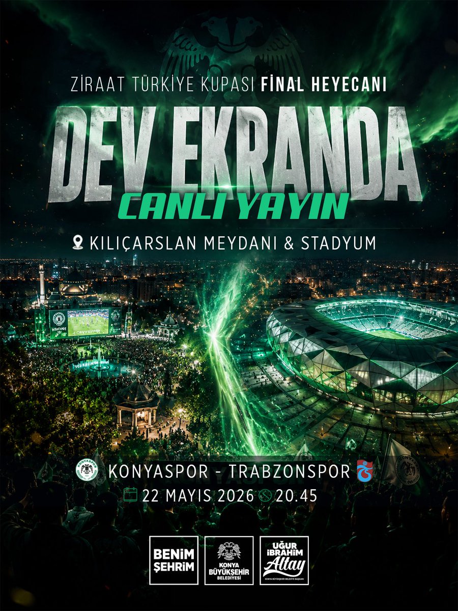 u_ibrahim_altay's tweet photo. Taraftarımız iki ayrı nokta istedi, gereğini yaptık. 

Konyaspor’umuzun Ziraat Türkiye Kupası Final heyecanı 2 ayrı yerde dev ekranlarda. 

📍Kılıçarslan Meydanı
📍Stadyum Yanı

O kupa, Konya’mıza gelecek! https://t.co/6rEwRnJxno
