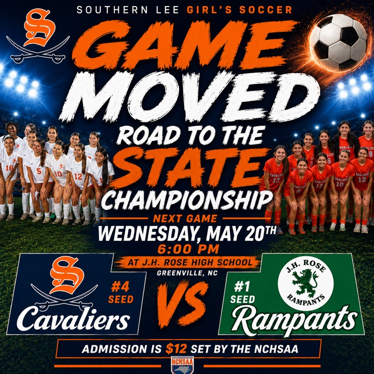 SoLeeHS's tweet photo. Women's soccer has moved from Thursday to Wednesday May 20 in Greenville. Updated 2:00 PM Tuesday. Time is still 6:00 PM. https://t.co/fl4RFKUPYK