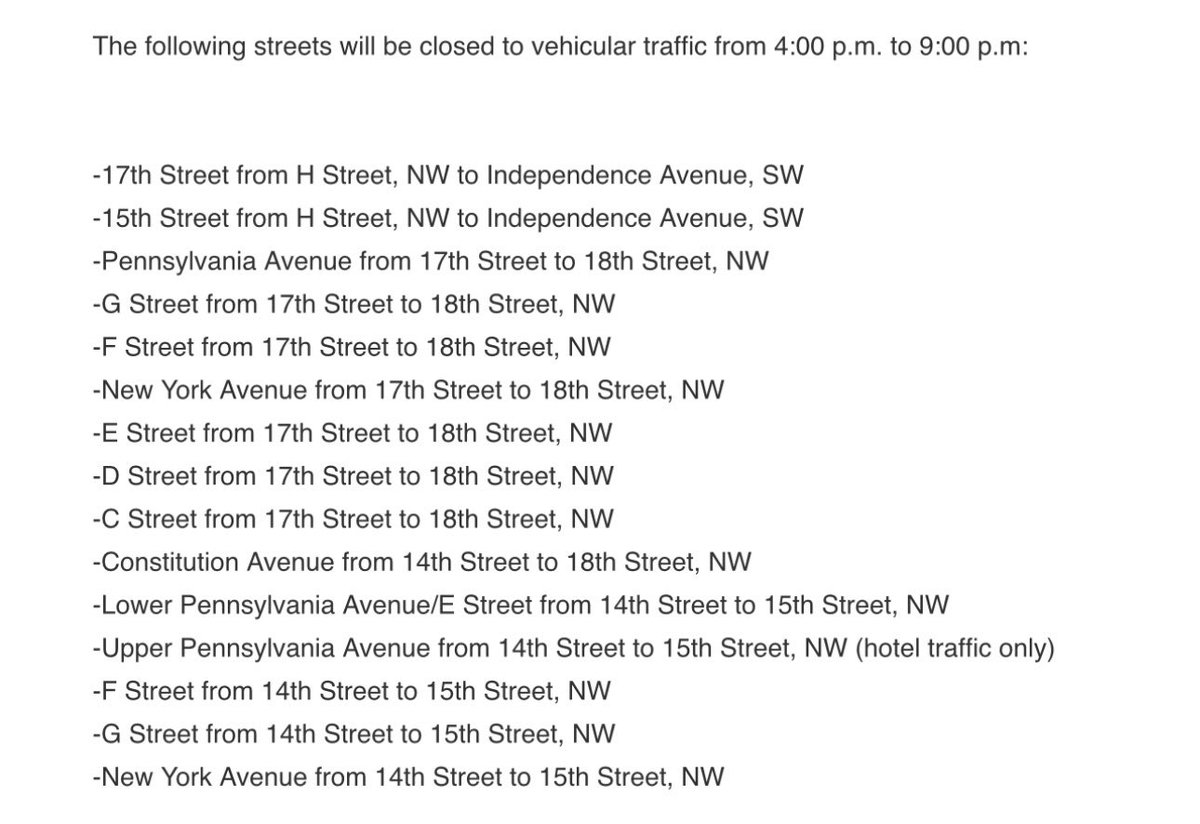 TheDMVLive's tweet photo. Lots of road closures in downtown Washington DC this afternoon for an unspecified “Special Event” #dctraffic https://t.co/kDxByI7Onh