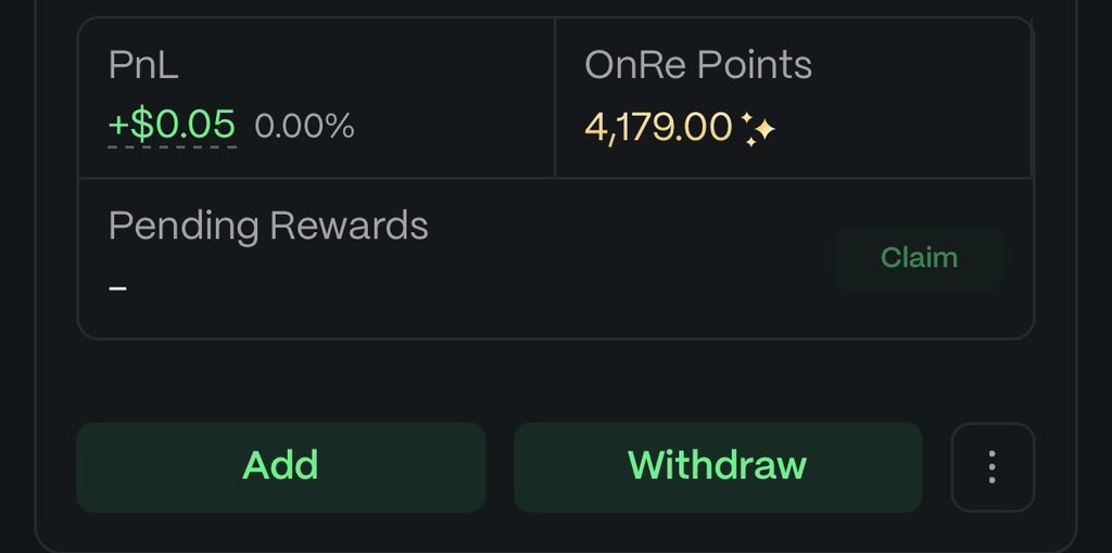 Mi_Tion111's tweet photo. In just 3 hours I have earn 4k+ @onrefinance points.

I just deposited into the ONyc-10SEPT26 market on @ExponentFinance 

Earning 12%+ yields and 8x points boost for a limited period

This is one of the best way to earn Reinsurance yields and still position yourself for a possible 2 in 1 airdrop 

Let’s see how much points I can get from this position in 24hrs