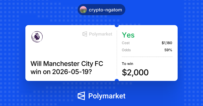 crypto_ngatom's tweet photo. lets go man city #mancity #epl #polymarket $poly https://t.co/yCQmM4c665
