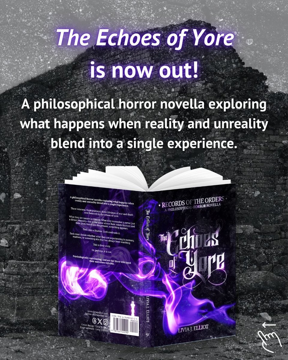 liviajelliot's tweet photo. THE ECHOES OF YORE is now out.

A #philosophical #horror novella exploring what happens when reality and unreality blend into a single experience.

For those who dare.

1/2 https://t.co/aigbFtWdBt