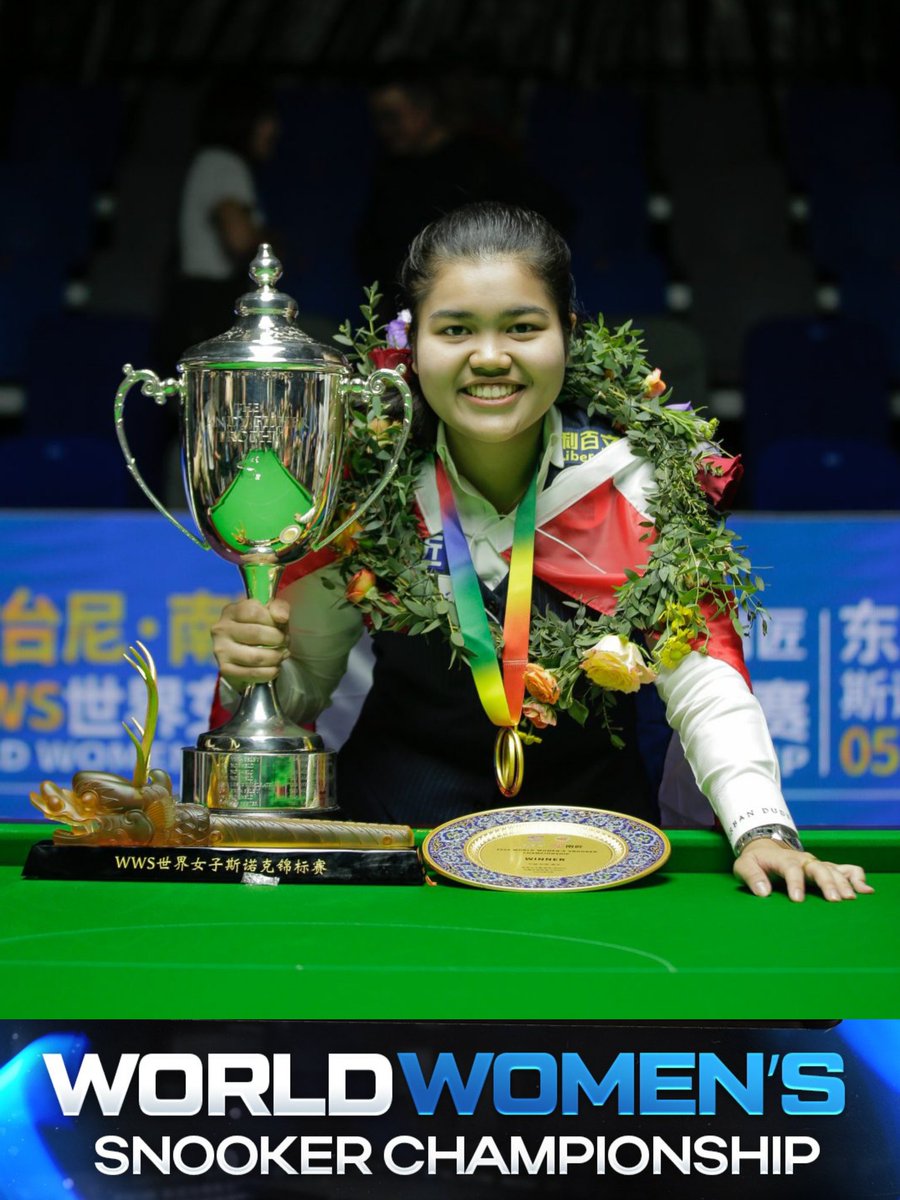 SnookerSuper's tweet photo. WORLD WOMEN'S SNOOKER CHAMPIONSHIP 2026 

 Panchaya Channoi 🇹🇭 - Champion ! 🏆
     Reanne Evans 🏴󠁧󠁢󠁥󠁮󠁧󠁿 - Runner-up 🥈 

The 18-year-old player represents her 1st ranking event title on the WWS Tour & becomes the 16th player to have lifted the Mandy Fisher Trophy. She earns a 2-year professional WST card ! 

  Panchaya Channoi 6-2 Reanne Evans

📸 @WomensSnooker