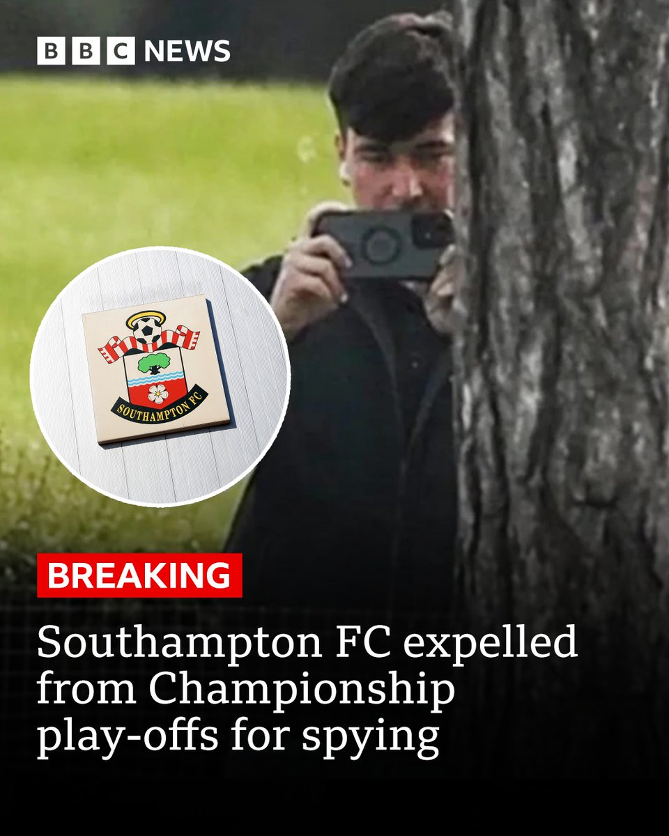 deejayaggreyGh's tweet photo. Southampton FC expelled from Championship play-offs for spying, with Middlesbrough reinstated. https://t.co/E9fgwoIaMM