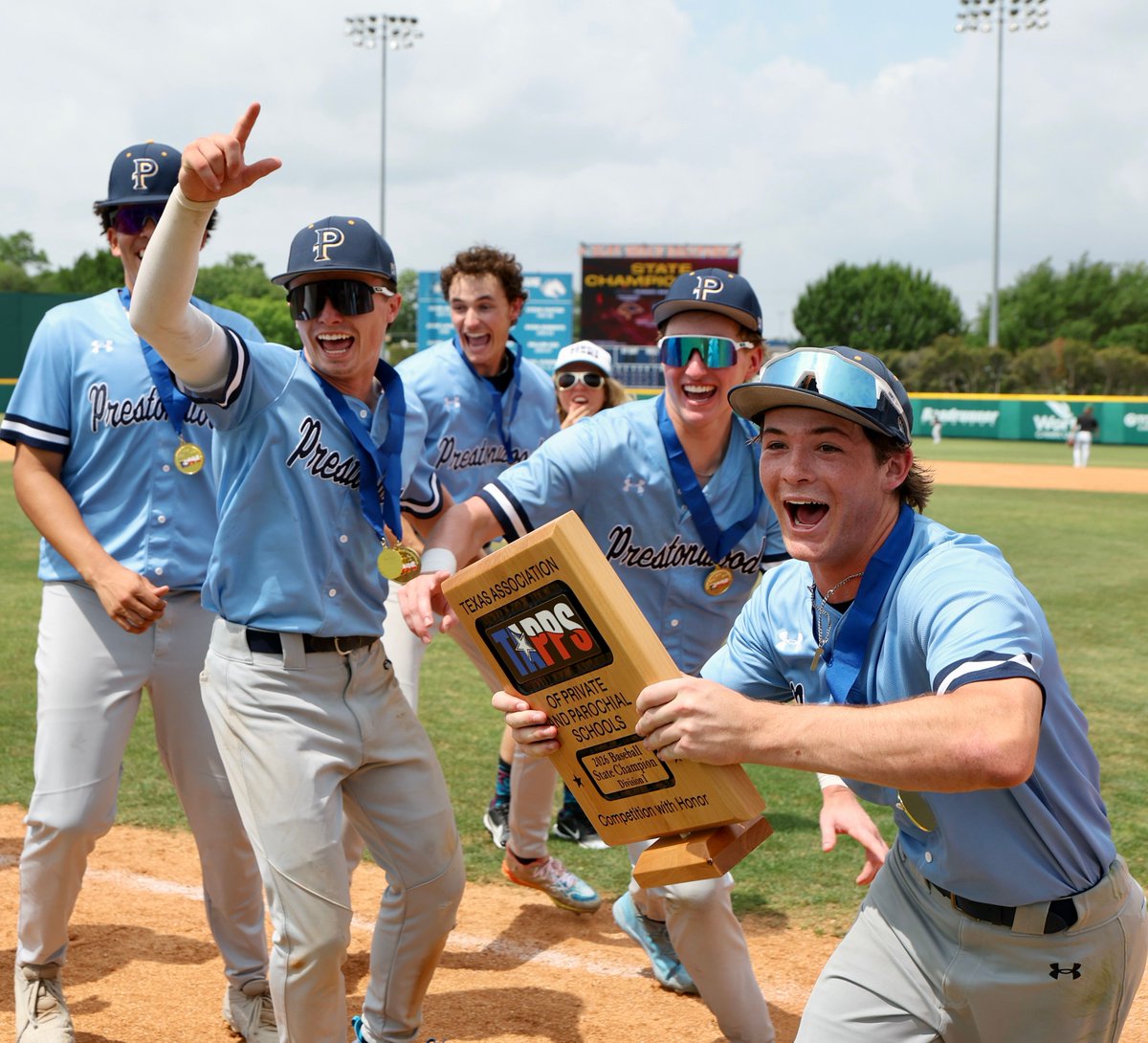 PCAAthletics's tweet photo. ⚾ 2026 TAPPS 6A Division 1 State Champions⚾ 

Congratulations to your State All-Tournament team: 
🦁 Trent Vilade
🦁 Jake Felsman
🦁 Steele LeBouef
🦁 Savion Sims

Way to go, Lions! https://t.co/qPdko1O38w