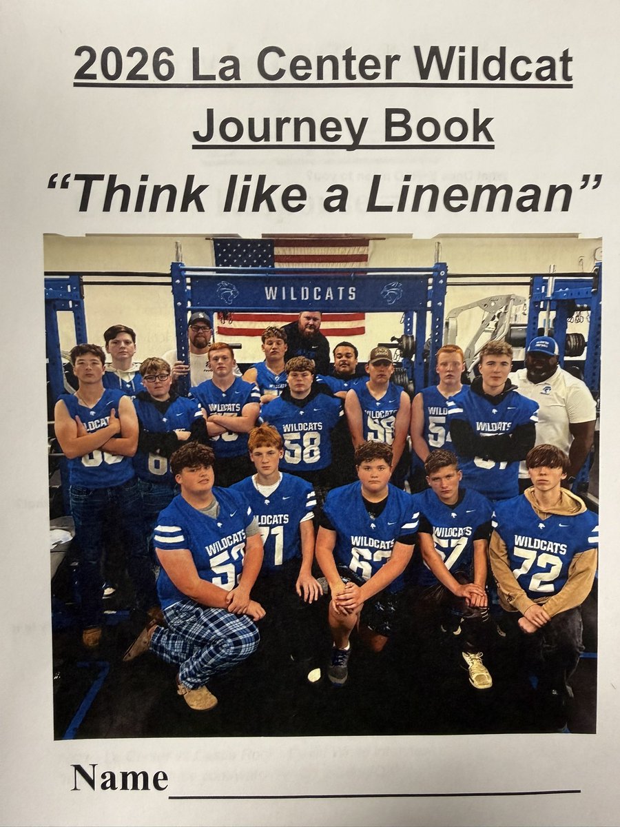 coach_lambert's tweet photo. Our Journey Books are about to go to print. The Journey book is a character-driven curriculum that teaches more than just the X’s and O’s of the game. The theme this year is “Think like a Lineman”.  The self-sacrifice of a lineman is unparalleled in any other sport. https://t.co/GJBPp8mOPT