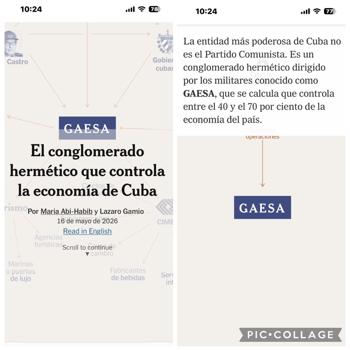 Pocholo5906's tweet photo. Por años Cuba ha culpado a EU  de su pobreza por el “bloqueo”, pero el grupo político-militar se ha enriquecido sin dejar nada a la población. Este modelo ya se ha copiado en México gracias al Macuspana. Artículo del NYT. -1- https://t.co/KEgYV3af3t