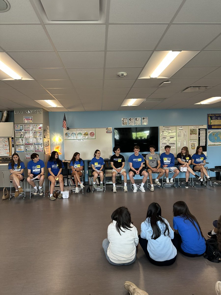 RBHS208's tweet photo. Our seniors visited S.E. Gross, Hauser, and Komarek to offer advice to incoming freshmen and reflect on what they’ve learned during their four years at RB. 💙🐾 #RB208Pride https://t.co/gXwrvmFjkb