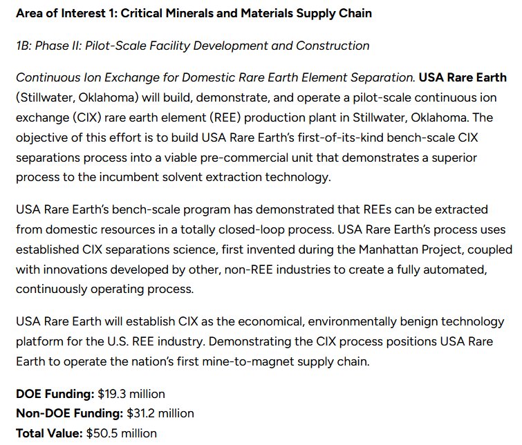 TradeHawk's tweet photo. $USAR USA Rare Earth has been awarded $19.3 million of new Department of Energy funding for a pilot rare earth project to support the critical mineral and material supply chain.  https://t.co/GJpQtwpHPu   https://t.co/IrejhUlbCr https://t.co/JDIbaJ2vwA