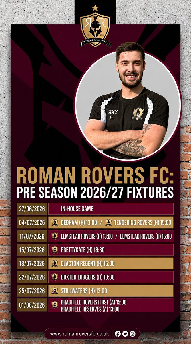 RomanRoversFc's tweet photo. PRE - SEASON 

Reserves still available to host on 18th July 13:00 Kick Off

First Team still available to host on Saturday 25th July 15:00 Kick Off  

Message asap if interested https://t.co/VGn2YR62ef