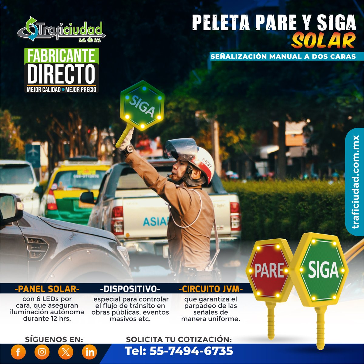 traficiudad's tweet photo. La Paleta Alto Siga Sola de diseño ergonómico y ligero permite un uso cómodo por cualquier persona, con tecnología solar integrada alimenta luces LED  que aseguran visibilidad clara #Vialidades #Municipios #Peatones #Peatonal #Solar #Leds #Toluca #Lerma #EdoDeMex https://t.co/jP4DYBufmq