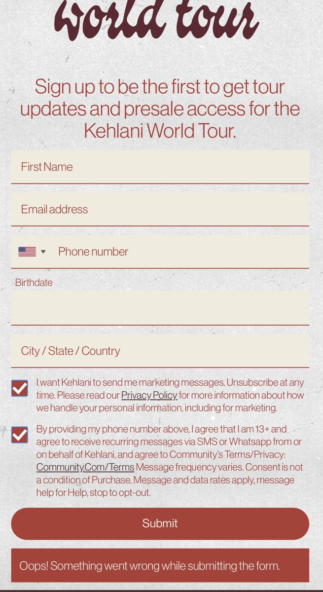 SSJess32's tweet photo. @kehlanidiaryy Is it just me, I keep getting this. After putting in my info of course. https://t.co/dtP6gifLa7