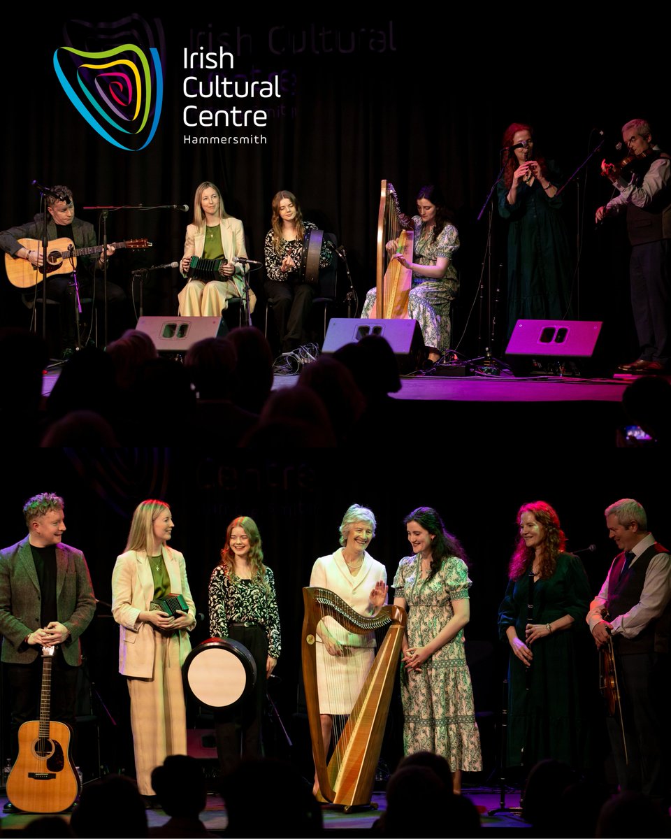 MyICCLondon's tweet photo. A historic day at the Irish Cultural Centre @MyICCLondon welcoming President of Ireland @PresidentIRL Catherine Connolly for the first engagement of her official visit to Great Britain. Music, language and dance celebrating Irish culture at our Hammersmith home. 🇮🇪 https://t.co/eMQ2JTvcdQ