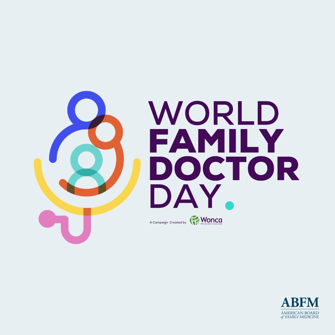TheABFM's tweet photo. Happy World Family Doctor Day! The work of family physicians touches lives every day in exam rooms, communities, and across generations. ABFM is grateful for every physician who has chosen this specialty and the patients who depend on them. #WorldFamilyDoctorDay #WFDD2026 #WONCA https://t.co/EA40pa0oKw