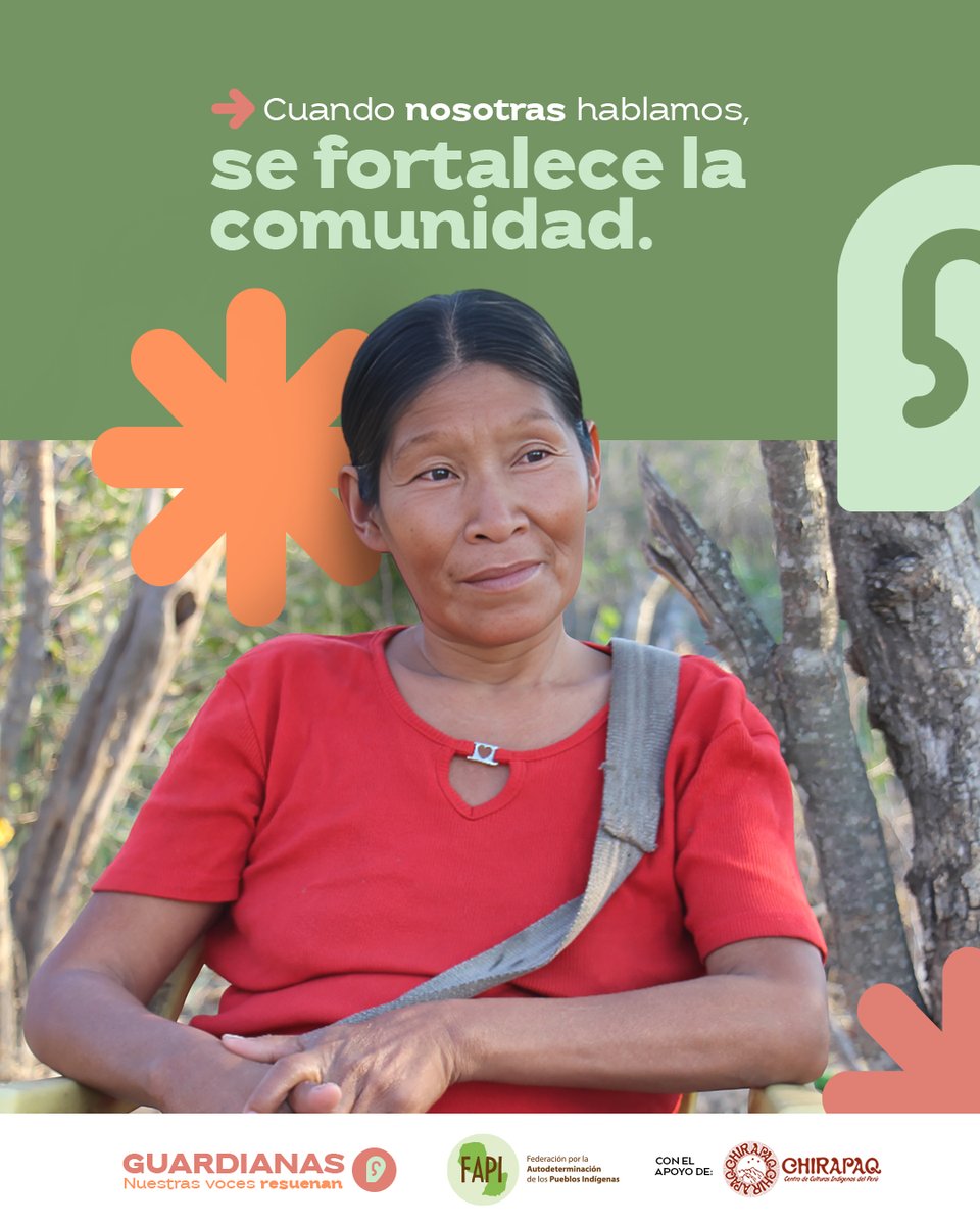 fapi_paraguay's tweet photo. Cuando una de nosotras se anima a alzar la voz, genera un eco que inspira a las demás. Las mujeres somos pilares de la cultura y defensoras del buen vivir en nuestras comunidades
¡Nuestras voces resuenan! Somos las #Guardianas
Una campaña de FAPI, con apoyo de CHIRAPAQ https://t.co/sh8Psag6jN