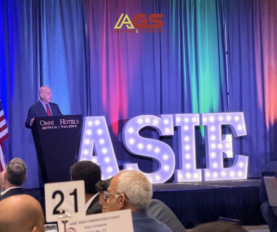 SolutionsAlly's tweet photo. AGS was a proud silver sponsor of the 2026 ASIE-American Society of Indian Engineers and Architects Scholarship Gala! ✨ 

Thank you to guest speaker Mayor John Whitmire for your insights on the City's infrastructure goals. We truly appreciate the time you shared. 

#AGS https://t.co/bDvSBuwi6O