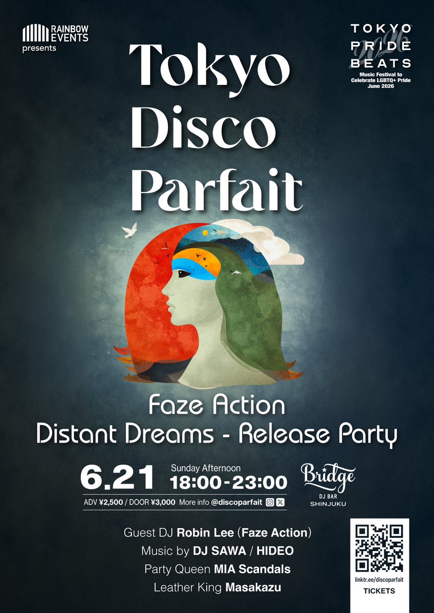 DiscoParfait's tweet photo. Tokyo Disco Parfait🗼🪩🍨
Faze Action”Distant Dreams”Release Party
6.21 Sun 18:00-23:00 @djbarbridge(新宿)
DJs
Robin Lee @Faze_Action_ 
@djsawatokyo 
HIDEO
Party Queen: MIA Scandais
Leather King @moshingmash 

🎫&amp;詳細https://t.co/CCyMVNWTn6

#nudisco #deephouse #soul #balearic https://t.co/kDXvEobM85