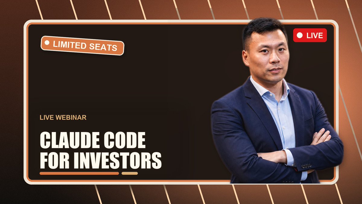 DaveWangMIA's tweet photo. I've been teaching Claude Code to hedge funds for 6 months.

Now I'm running the same material as a live cohort.

June 1–5.
2 hours per day.

What you'll learn:

-> How to build an AI agent stack that runs research 24/7
-> How to surface investment ideas and run diligence in 30 min
-> How to run forensic accounting and filings analysis with AI
-> How to crank out IC memos in a fraction of the time
-> Plus live Q&A on your specific use cases

This is the same playbook the largest funds paid us hundreds of thousands for at Wall Street Prompt.

Now we're teaching it to YOU :)

Want the registration link?

Just:

1. Like this post
2. Make sure we're connected
3. Comment "COHORT"

....And I'll DM you ASAP