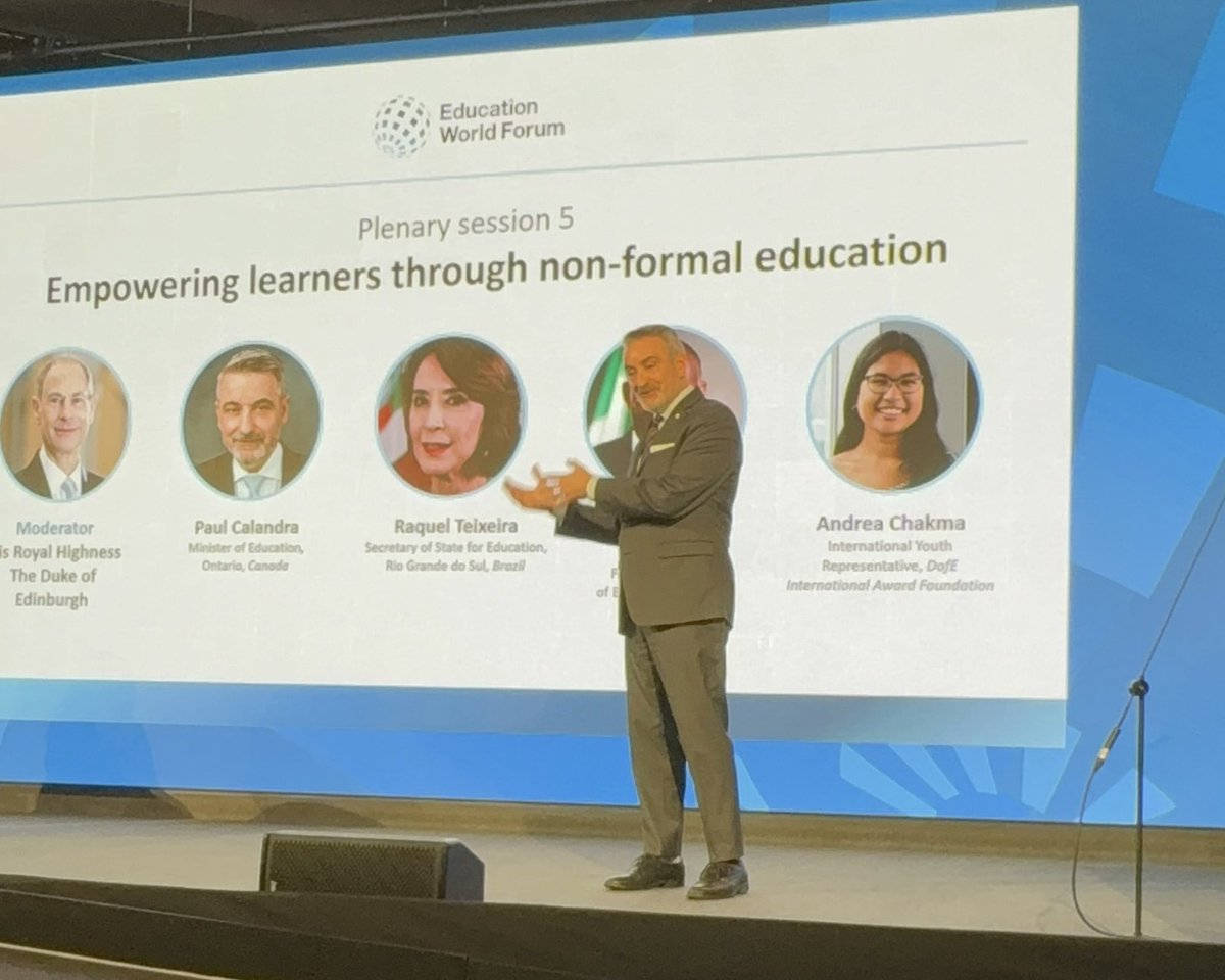 PaulCalandra's tweet photo. Today at the Education World Forum, I joined education leaders from around the world to discuss how
learning beyond the classroom helps prepare students for the future.

Non-formal education plays an important role in helping students build confidence, strengthen their
communities and develop real world skills. Ontario is proud to be part of this global conversation as we continue working to support student success in school and beyond.
