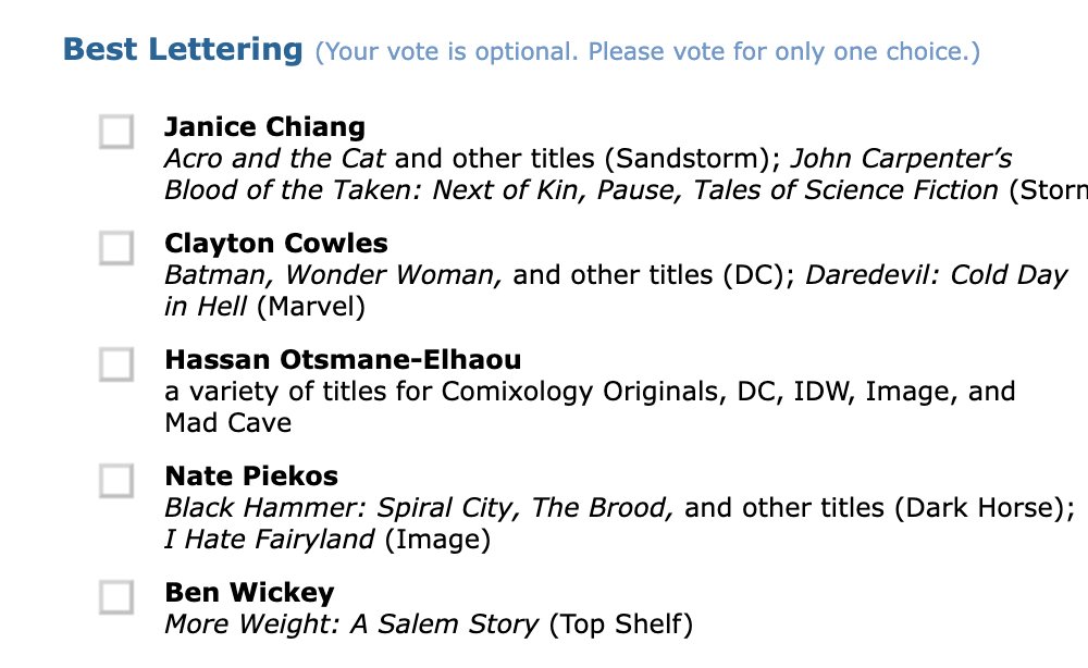 Ssnyder1835's tweet photo. Hey guys, Eisner voting is open! Absolute Batman is nominated for some awards &amp; I want to put in a word for the incredible work Nick &amp; Frank &amp; the team did this year. We're up for 

-Best Continuing Series
-Best Cover Artist 
-Best Single Issue
-Best Letterer 
-Best Writer 
1/2 https://t.co/KfKFJIpQZx