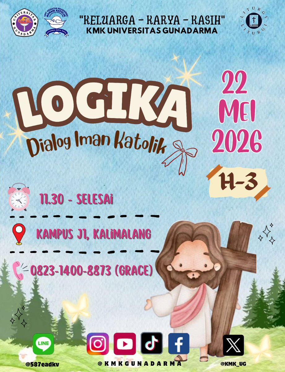 KMK_UG's tweet photo. Yoo What’s up KMKers! 👋🏻🔥
Apakabs?!!
YESUS DAHSYAT 🤩

Ada kabar baik nih buat kalian semua! 🎉
LOGIKA (Dialog Iman Katolik) hadir kembali untuk menemani kalian yang mungkin lagi capek jadi “sempurna”, merasa kurang, atau sering mempertanyakan diri sendiri 💭🤍

⚡❗ H - 3 ❗⚡ https://t.co/zuOzjA61Rr
