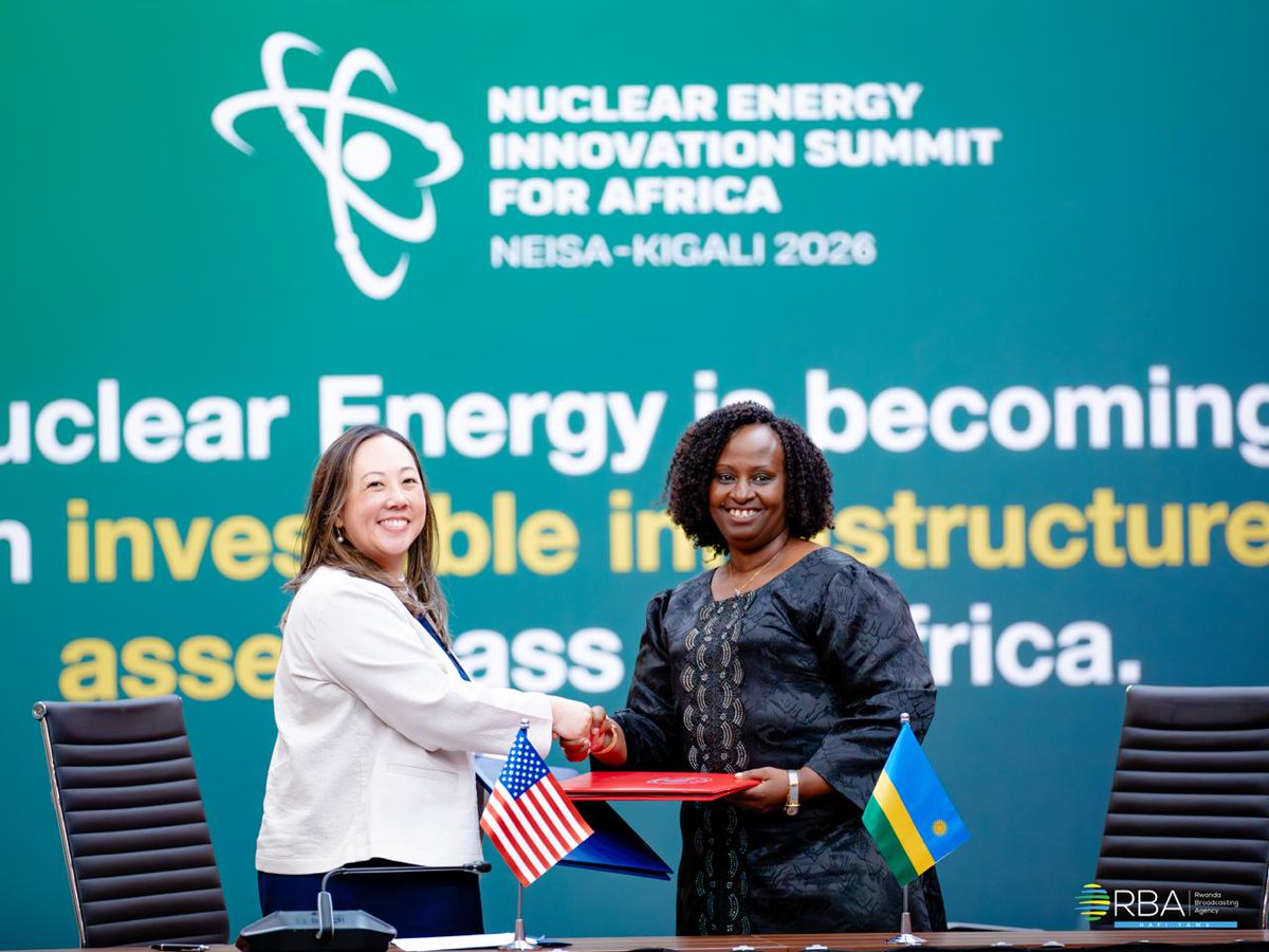 rbarwanda's tweet photo. On Tuesday, Acting Principal Deputy Assistant Secretary in the U.S. Department of State Bureau of Arms Control and Nonproliferation Renee Sonderman and Minister of State for Foreign Affairs and International Cooperation of the Republic of Rwanda, Dr Usta Kaitesi, signed a Memorandum of Understanding Concerning Strategic Civil Nuclear Cooperation (NCMOU) to advance peaceful civil nuclear cooperation between the United States and Rwanda. #RBANews