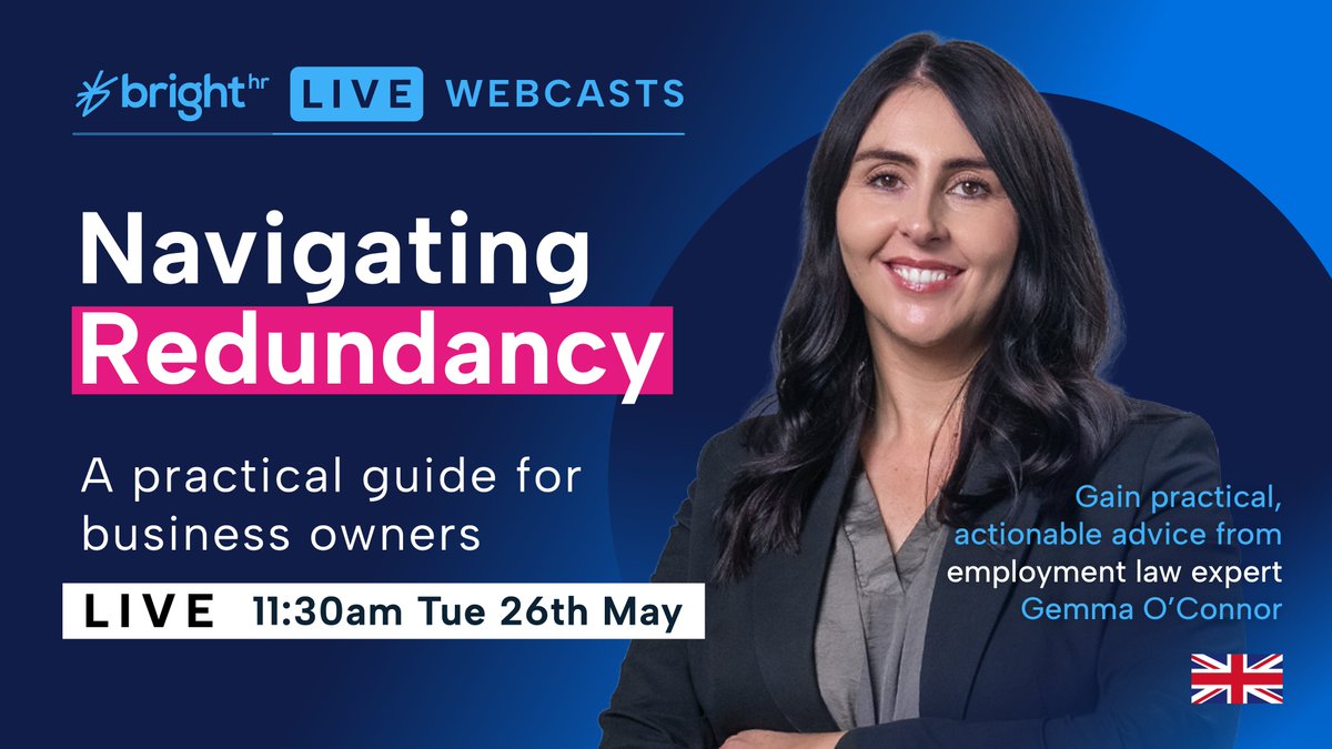 BrightHR_'s tweet photo. Over 330,000 roles are expected to be made redundant as businesses navigate rising staffing costs and new legal requirements. Join our live webcast for expert guidance on managing redundancies safely and compliantly.

Save your spot: https://t.co/TnIRa3QU8i https://t.co/Z7aVt4oXDz
