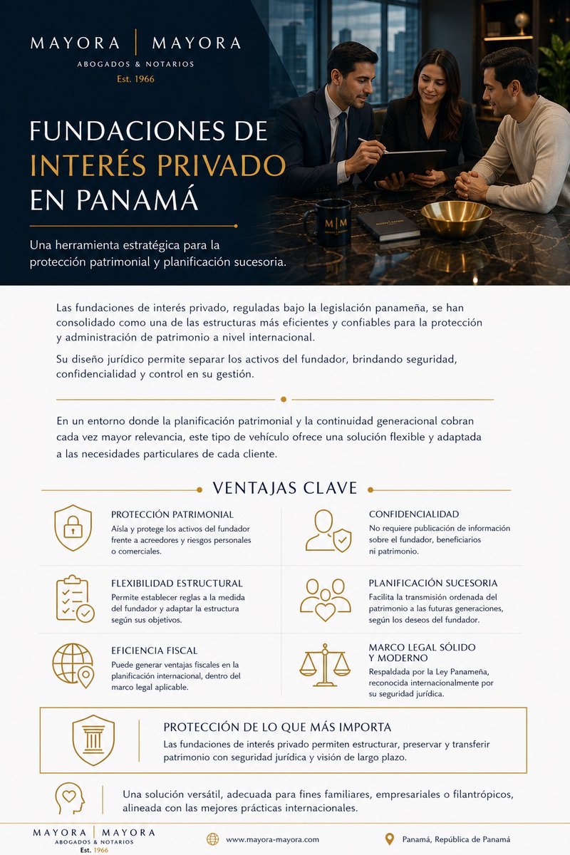 MayoraMayoraSC's tweet photo. FUNDACIONES DE INTERÉS PRIVADO EN PANAMÁ-

A continuación, se presentan sus principales ventajas y aplicaciones en el ámbito familiar y empresarial:  https://t.co/AqBTqZ1YYk

#FundacionesDeInteresPrivado #Panama #Honduras #Seguridad #Abogados #MayoraYMayora https://t.co/okiaRhiiod