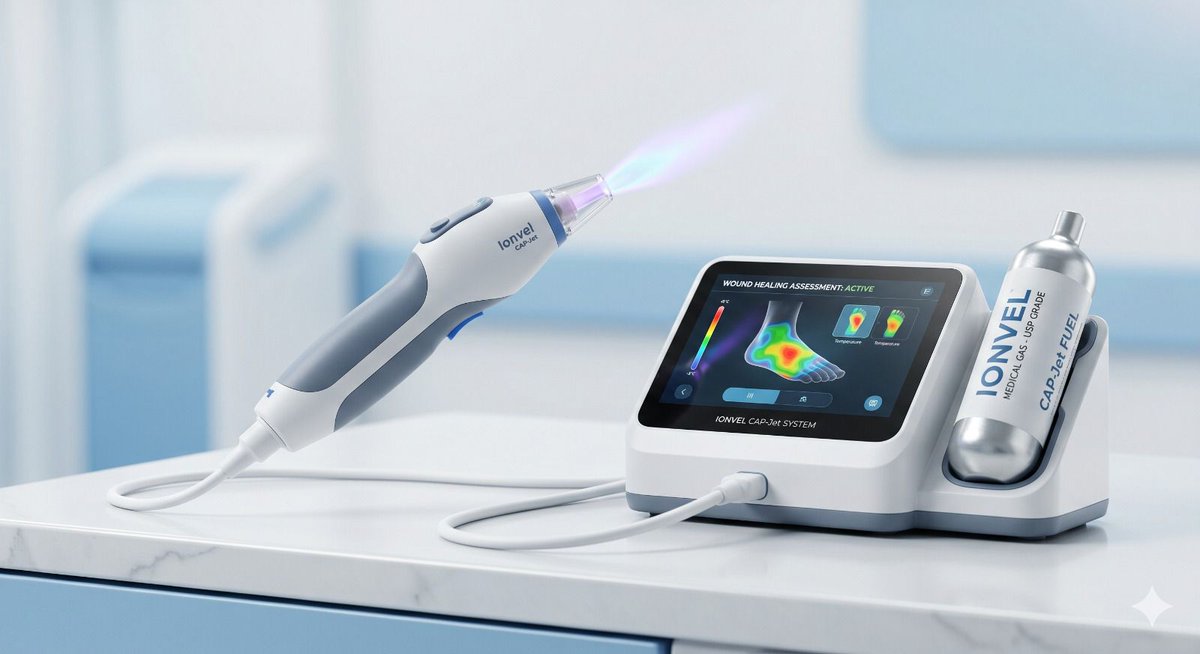 Biovalley2's tweet photo. ✨#Ionvel, incubated at @BioValley2, is #advancing chronic wound care with CAP-Jet -a handheld Cold #Atmospheric #Plasma device for #diabetic foot ulcer (DFU) treatment. Eliminates #infection, promotes #healing, &amp; enables precision-driven #therapy for chronic #wound #management. https://t.co/3gMKu5liMd