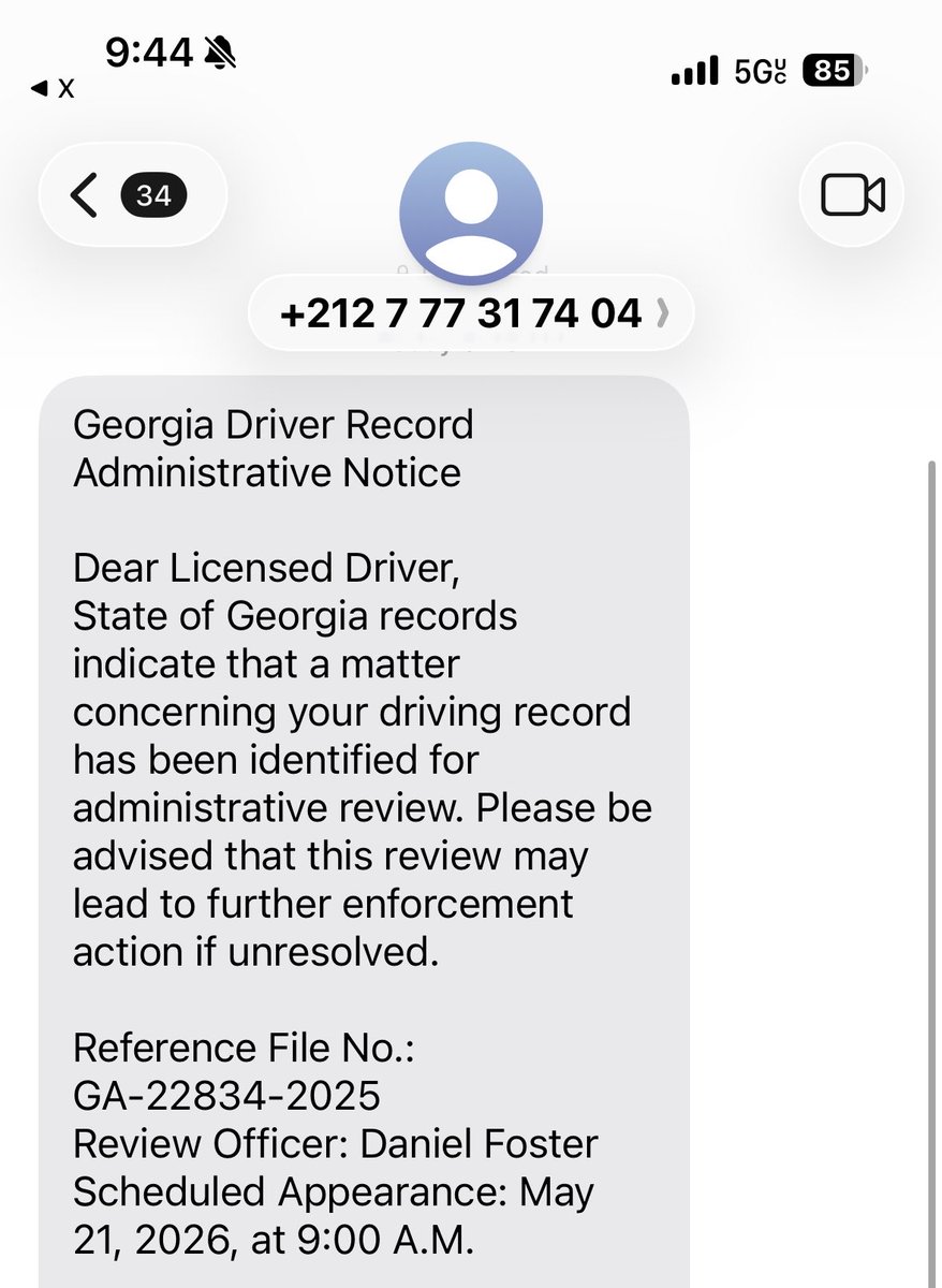 DaneSager's tweet photo. This seems legit. Officials in Atlanta always text people in Detroit from a Moroccan phone number. 

I will absolutely give my personal information to this .mom domain they sent, which is also famously used by the Georgia Department of Driver Services. https://t.co/wvLqC4HdH7