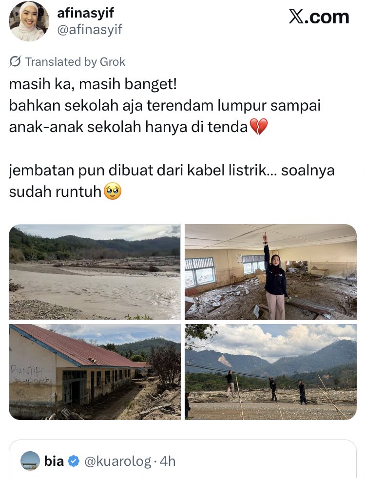 shintaeffendi's tweet photo. #mitigasi situasi di bbrp wil aceh, 6 bulan pasca bencana hidrometrologi Sumatera.
Via .@afinasyif (+kita bisa) 😢
https://t.co/usFPrH1Aq0 https://t.co/fIiQeLFhXO